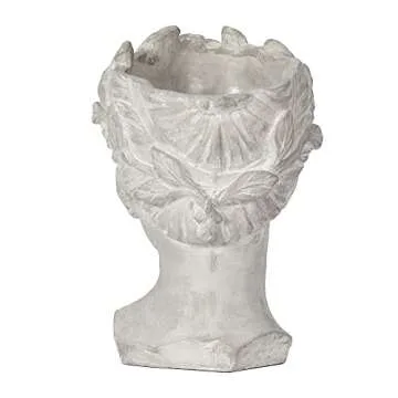 Visage Cement Vase Pot, 6"x9"