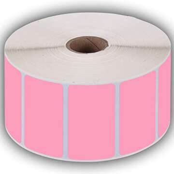 2.25" X 1.25" Direct Thermal Perforated Stickers Labels for Barcodes, Address, Consignment - Compatible with Zebra, Rollo, Godex and More (Pink, 1 ROLL)