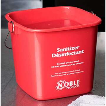 Noble Products Small Red Sanitizing Bucket - 3 Quart Cleaning Pail - Set of 3 Square Containers, Plastic