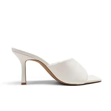 DREAM PAIRS Women’s High Stilettos Heels Mules Open Square Toe Slip On Comfort Sexy Dress Pumps Sandals Evening Party Prom Dance Shoes White Size 8 SDHS2211W