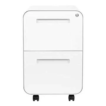 Laura Davidson Furniture Stockpile 2 Drawer Mobile File Cabinet with Lock - Under Desk Metal Filing Cabinet, Legal/Letter File Folders, Wheels and Stationary Feet, Pre-Assembled, White