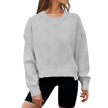 MEROKEETY Women's Long Sleeve Crop Sweatshirt - Cozy & Stylish Activewear 2024
