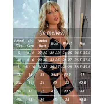 Kaei&Shi Garter Belt Thong Lingerie for Women,Strappy Hollow Out Sexy Lingerie,Underwire Mesh Sheer Matching 4 Piece Lingerie Set Boudoir Teal Blue Large