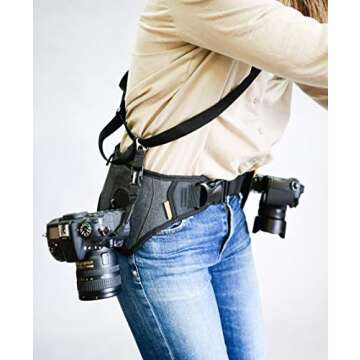 Cotton Carrier Slingbelt with Tether - Hands-Free Camera Harness for Travelers