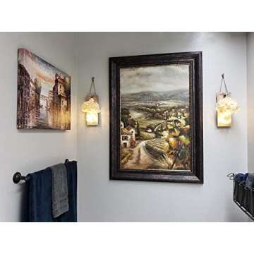 HOMKO Decorative Mason Jar Decorations with 6-Hour Timer LED Fairy Lights and Flowers - Rustic Home Decor (Set of 2)