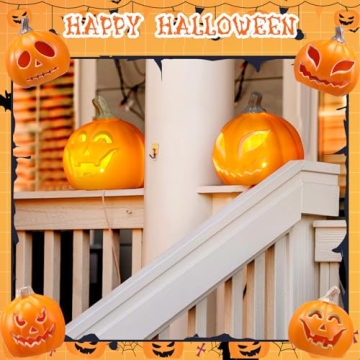 Light Up Mini Jack O Lantern Pumpkins Set for Halloween Decor