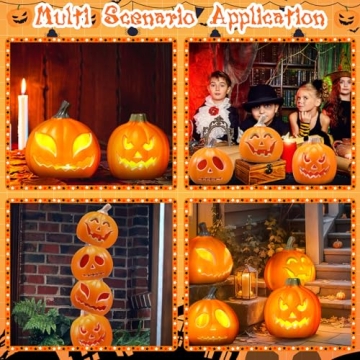 Light Up Mini Jack O Lantern Pumpkins Set for Halloween Decor