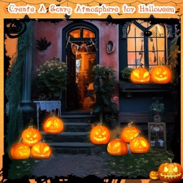 Light Up Mini Jack O Lantern Pumpkins Set for Halloween Decor