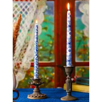 Conelist 12 Pack Chinoiserie Taper Candles Blue and White Willow Decorative Taper Candles Bulk for Coworkers Home Decoration Wedding Women(10 Inch)