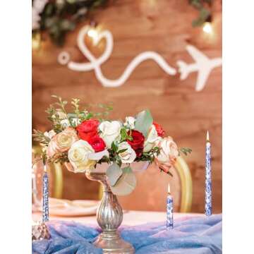 Conelist 12 Pack Chinoiserie Taper Candles Blue and White Willow Decorative Taper Candles Bulk for Coworkers Home Decoration Wedding Women(10 Inch)