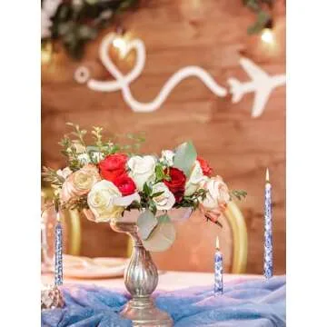 Conelist 12 Pack Chinoiserie Taper Candles Blue and White Willow Decorative Taper Candles Bulk for Coworkers Home Decoration Wedding Women(10 Inch)