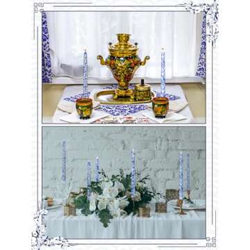 Conelist 12 Pack Chinoiserie Taper Candles Blue and White Willow Decorative Taper Candles Bulk for Coworkers Home Decoration Wedding Women(10 Inch)