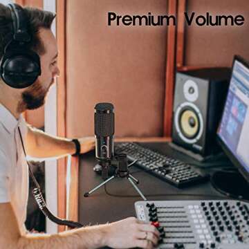 Amalen USB Microphone for Computer - Metal Condenser Recording Microphone for Laptop MAC or Windows Cardioid Studio Recording Vocals, Voice Overs,Streaming Broadcast and YouTube Videos