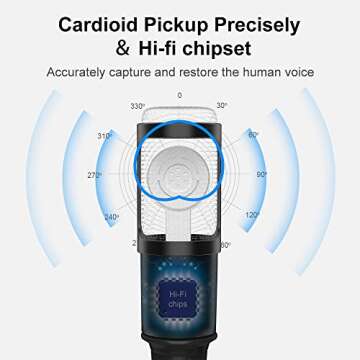 Amalen USB Microphone for Computer - Metal Condenser Recording Microphone for Laptop MAC or Windows Cardioid Studio Recording Vocals, Voice Overs,Streaming Broadcast and YouTube Videos