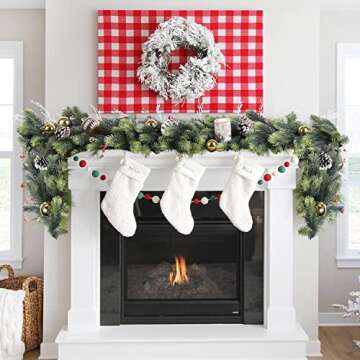 Artiflr 6Ft Christmas Garland, Artificial Pine Garland Holiday Decor for Outdoor or Indoor Home Garden Artificial Green Greenery, or Fireplaces Holiday Party Decorations