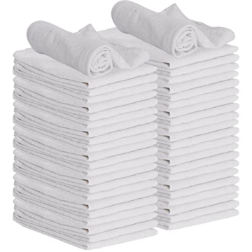 GREEN LIFESTYLE White Shop Towels: 50-Pack, 100% Cotton Bulk for All Cleaning Needs
