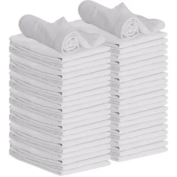 GREEN LIFESTYLE White Shop Towels: 50-Pack, 100% Cotton Bulk for All Cleaning Needs