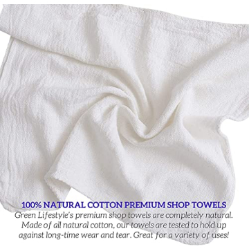Buy 50 Bulk Cotton Shop Towels - Eco-Friendly Cleaning Essential