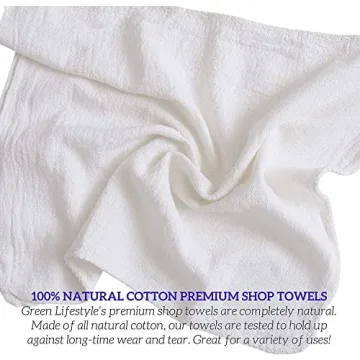 Buy 50 Bulk Cotton Shop Towels - Eco-Friendly Cleaning Essential