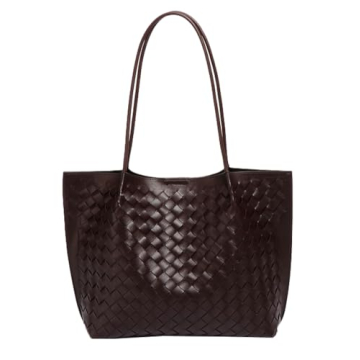 KWBQZGA Women's PU Leather Totes - Elegant Hand-woven Large Shoulder Bag, Casual Beach Purse