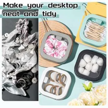 Kathfly 4 Pcs Assorted Colors Hair Tie Organizer Portable Hair Accessory Storage Containers Stackable Tie Bobby Pin Holder Home Cotton Swab Dispenser Accessories Jewelry Organizer Box