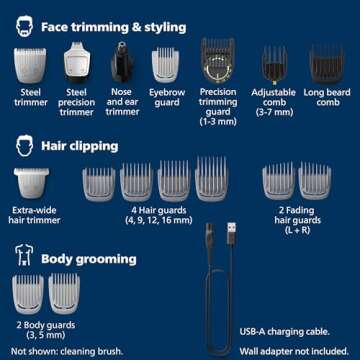 Philips Norelco Multigroom 7000 Series, All-in-One Trimmer, Beard Trimmer and Hair Clipper, 19-Piece...