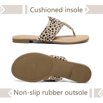 katliu Women's Flat Sandals Flip Flop Sandals Dressy Thong Sandals Leopard