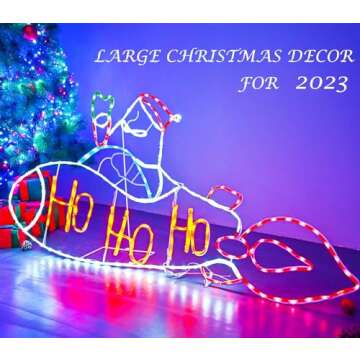 ZHOUDUIDUI 5FT 250L LED Santa Claus Rocket Lights, Colorful Neon Light Sign Animated Christmas Decoration for Indoor Outdoor Christmas Yard Festival Decoration