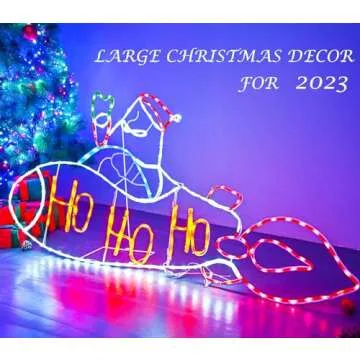 ZHOUDUIDUI 5FT 250L LED Santa Claus Rocket Lights, Colorful Neon Light Sign Animated Christmas Decoration for Indoor Outdoor Christmas Yard Festival Decoration