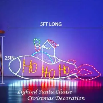 ZHOUDUIDUI 5FT 250L LED Santa Claus Rocket Lights, Colorful Neon Light Sign Animated Christmas Decoration for Indoor Outdoor Christmas Yard Festival Decoration