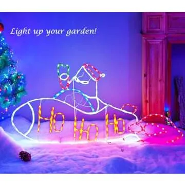 ZHOUDUIDUI 5FT 250L LED Santa Claus Rocket Lights, Colorful Neon Light Sign Animated Christmas Decoration for Indoor Outdoor Christmas Yard Festival Decoration