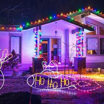 ZHOUDUIDUI 5FT 250L LED Santa Claus Rocket Lights, Colorful Neon Light Sign Animated Christmas Decoration for Indoor Outdoor Christmas Yard Festival Decoration