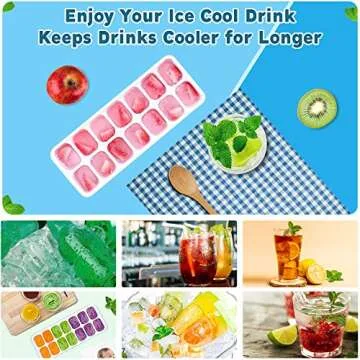 4 Pack Ice Tray Easy Release Stackable Durable & Flexible