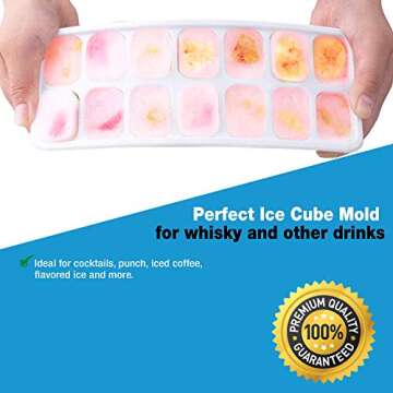 4 Pack Ice Tray Durable & Flexible, Silicone 14 Ice Cube Tray for Freezer With Lid, Super Easy Release Stackable BPA Free for Drinks & Cocktail