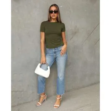 Chic Abardsion Women's Casual Basic Crop Top - Army Green