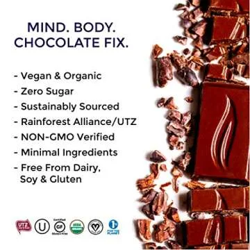 Pascha Organic Sugar Free Keto Dark Chocolate Bars (UTZ/Gluten Free & Non GMO/No Added Sugar), 100% Cacao With Cocoa Nibs, 28.2 Oz (Pack Of 10)