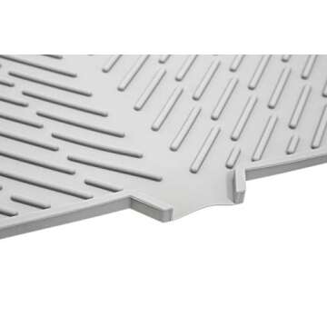 Luxet Silicone Dish Drying Mat with Built-in Drain Lip - Hygienic Drying Pad - Sturdy Compact Easy to Clean Tray Protects Surfaces Prevents Water Build Up - 23 X 17 (Grey)