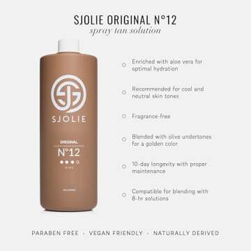 SJOLIE Spray Tan Solution - No. 12 - Dark Hydrating Tanning Spray | Sunless Tanner for a Rich Bronze...