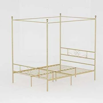 Elegant Weehom Modern 4 Post Canopy Bed with Storage - Queen Size