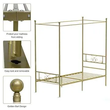 Stylish Weehom Canopy Bed with Under-Bed Storage - Queen