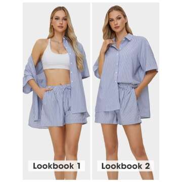 Shop EXLURA Women's Summer 2 Piece Outfit Sets in Blue
