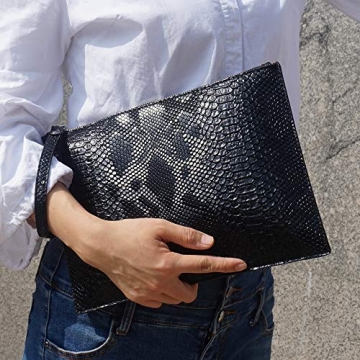 NIGEDU Snakeskin PU Leather Clutch Bag for Women