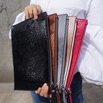 NIGEDU Snakeskin PU Leather Clutch Bag for Women