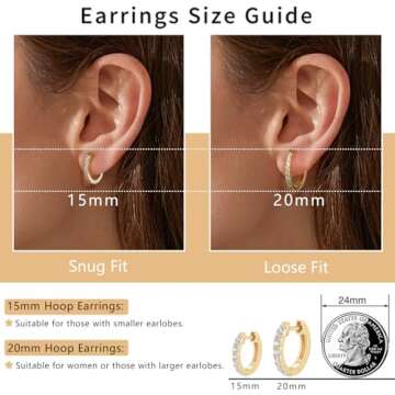 Jewlpire Gold Hoop Earrings for Women, 15mm 14K Gold Hoop Earrings Lightweight Small Hoop Earrings Huggie Earrings