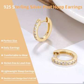 Jewlpire Gold Hoop Earrings for Women, 15mm 14K Gold Hoop Earrings Lightweight Small Hoop Earrings Huggie Earrings