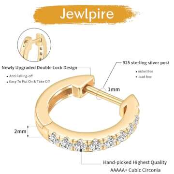 Jewlpire Gold Hoop Earrings for Women, 15mm 14K Gold Hoop Earrings Lightweight Small Hoop Earrings Huggie Earrings