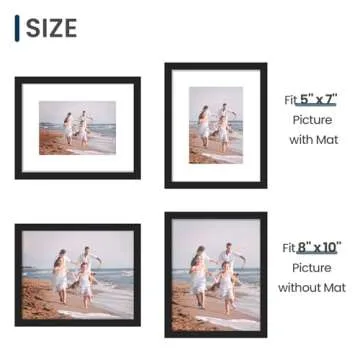 ENJOYBASICS 8x10 Picture Frame, Display Poster 5x7 with Mat or 8 x 10 Without, Wall Gallery Photo Frames, Black, 2 Pack