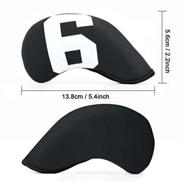 CYX 10pcs Golf Club Head Covers for Irons,Golf Club Case Headcovers,Big Number Neoprene Golf Iron Covers (Black & White)