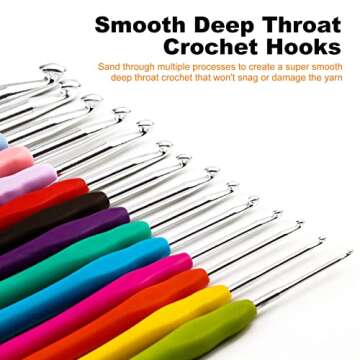 KOKNIT Crochet Hooks Set with Case,9 Ergonomic Crochet Hooks with Soft Grip,12 Aluminum,Full Crochet...