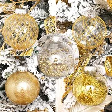 Clear Christmas Ball Ornaments, 30ct 2.36" Gold Shatterproof Xmas Ball Decorations Set Decorative Hanging Ornaments for Christmas Tree Home Office Decor Gift for Christmas Party Wedding